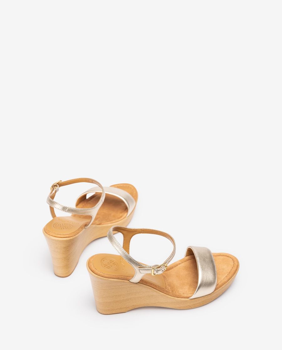 Sandales compensées Unisa pour femme effet bois - Doré