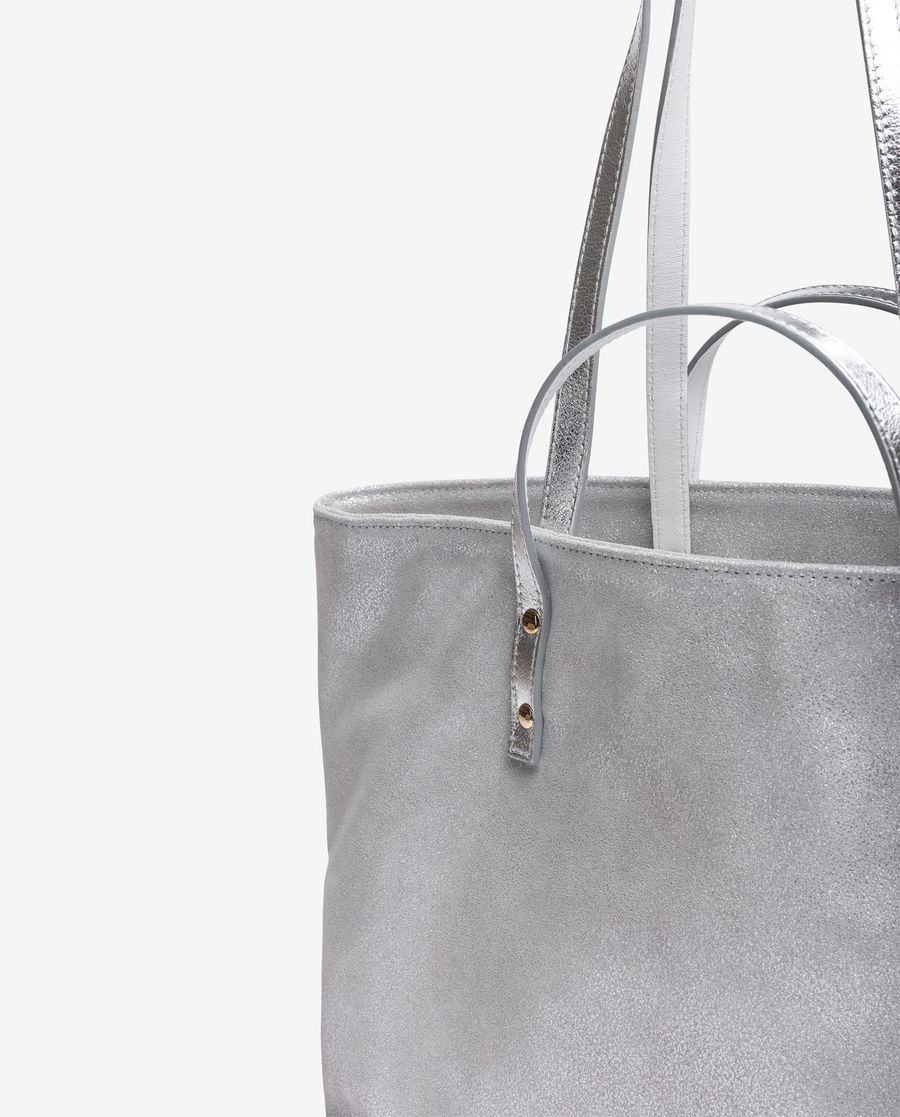 Sac cabas à double poignée Unisa pour femme - Argenté
