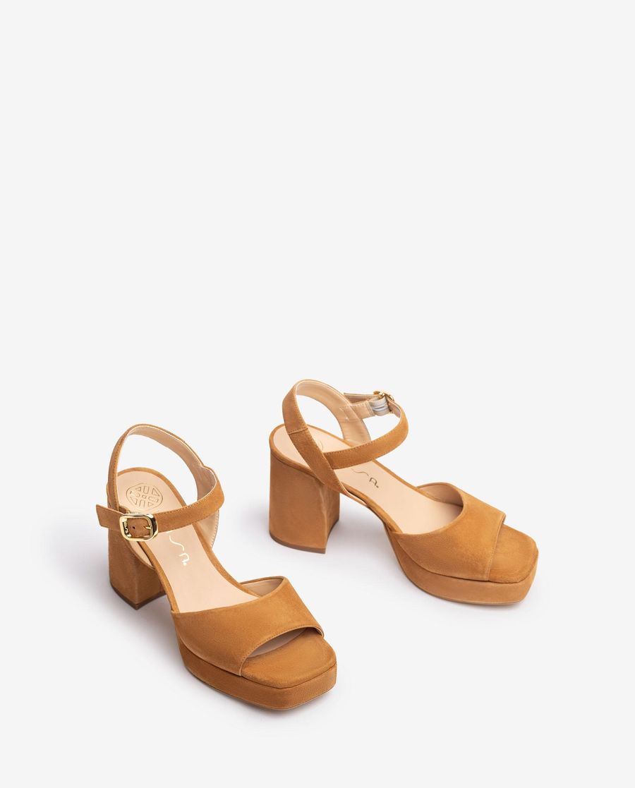 Sandales à talons carrés Unisa pour femme - Marron
