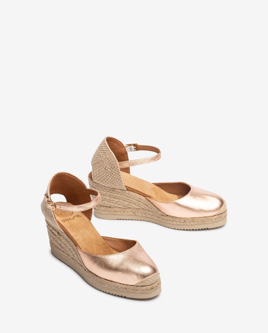 Espadrilles à bride arrière en cuir métallisé Unisa Femme - Rose
