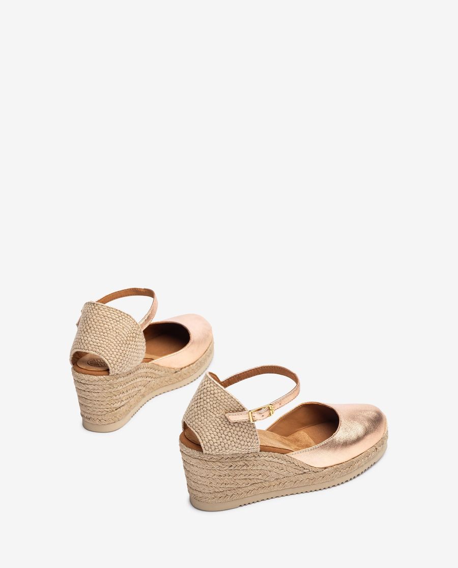 Espadrilles à bride arrière en cuir métallisé Unisa Femme - Rose