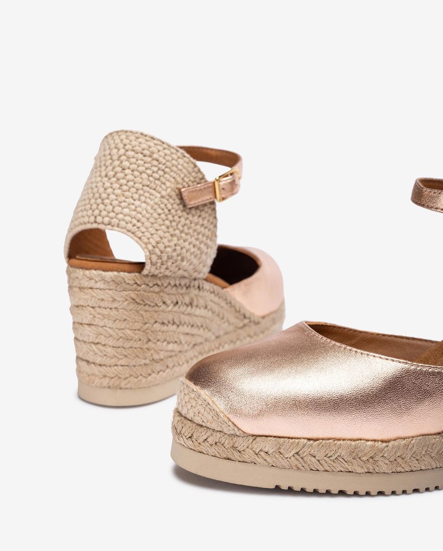 Espadrilles à bride arrière en cuir métallisé Unisa Femme - Rose