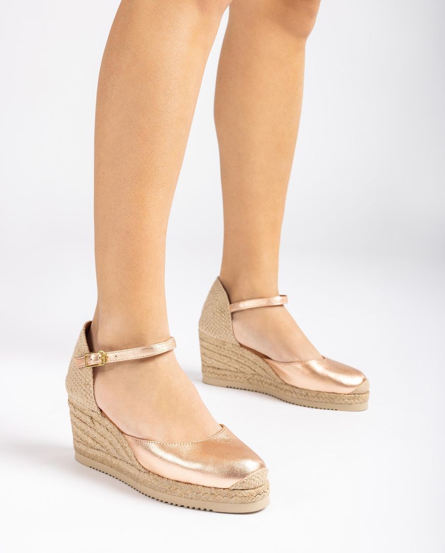 Espadrilles à bride arrière en cuir métallisé Unisa Femme - Rose