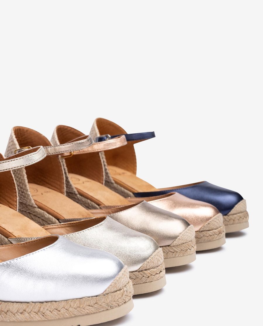 Espadrilles à bride arrière en cuir métallisé Unisa Femme - Rose