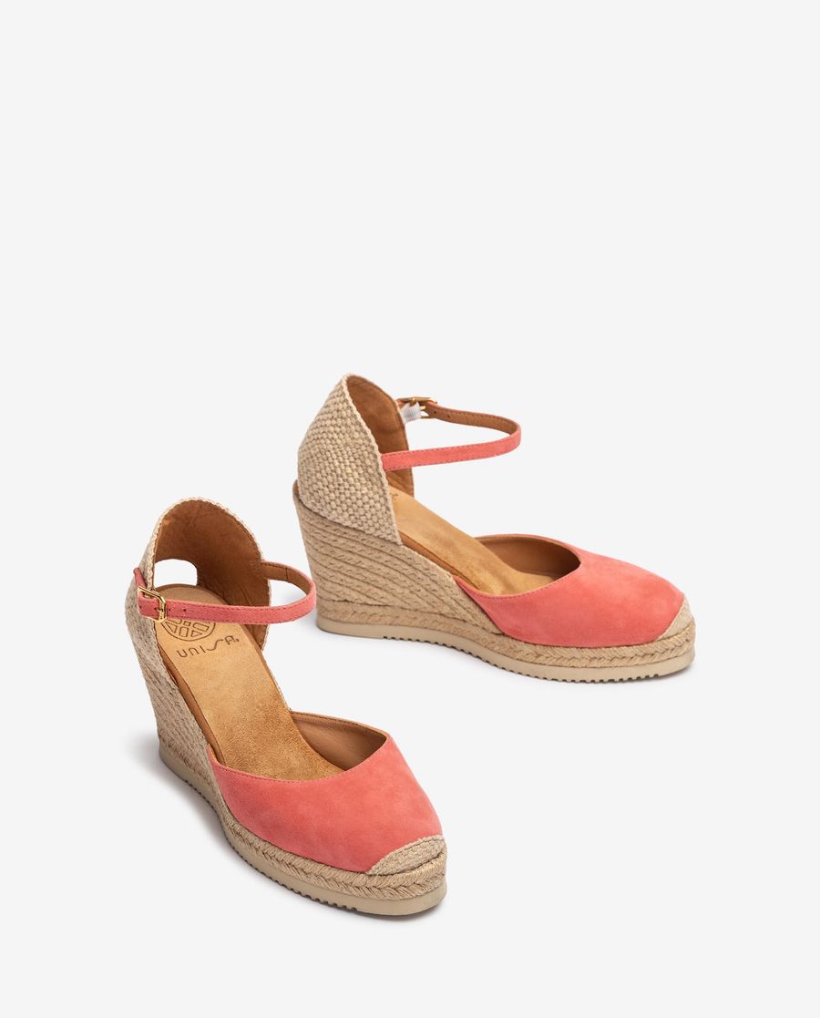 Espadrilles compensées hautes Unisa en daim - Rose