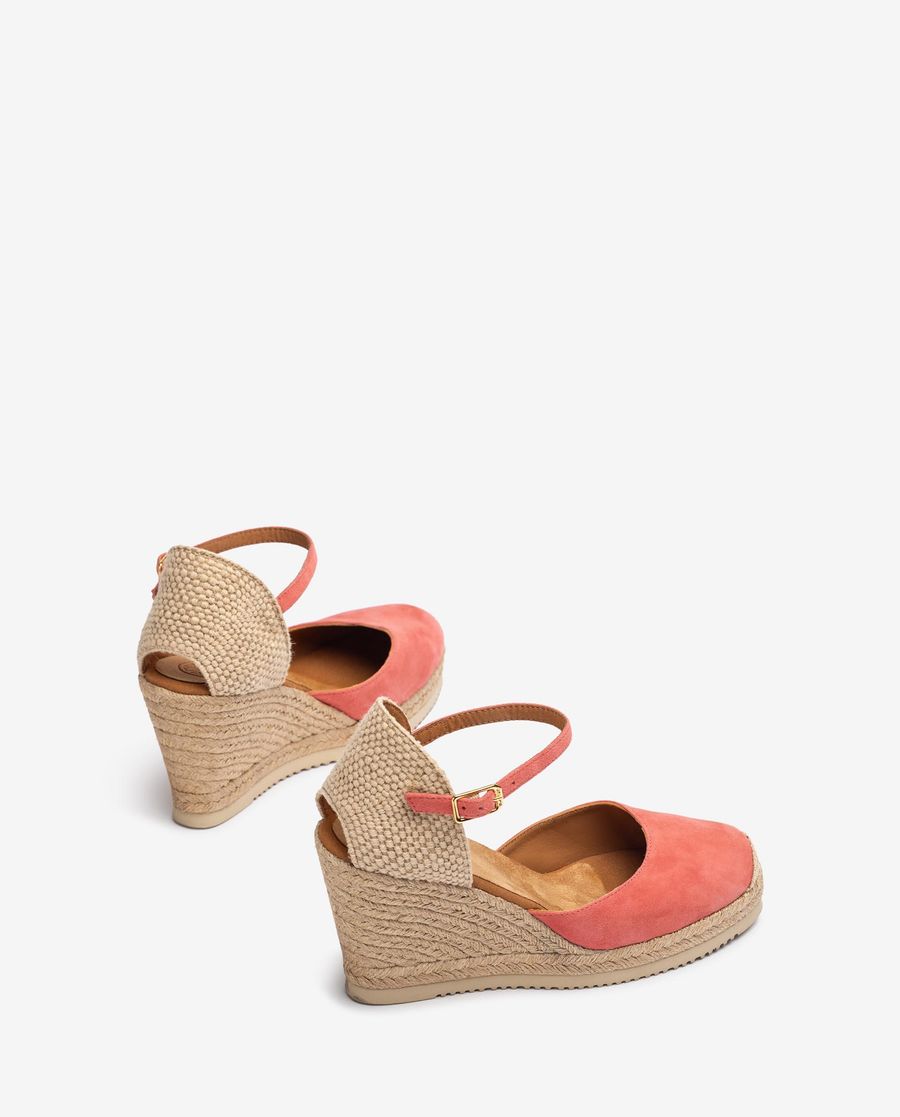 Espadrilles compensées hautes Unisa en daim - Rose