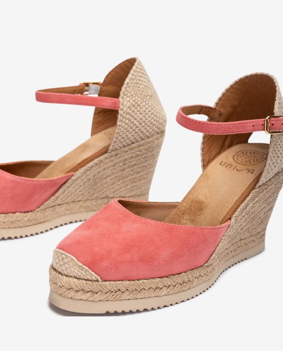 Espadrilles compensées hautes Unisa en daim - Rose