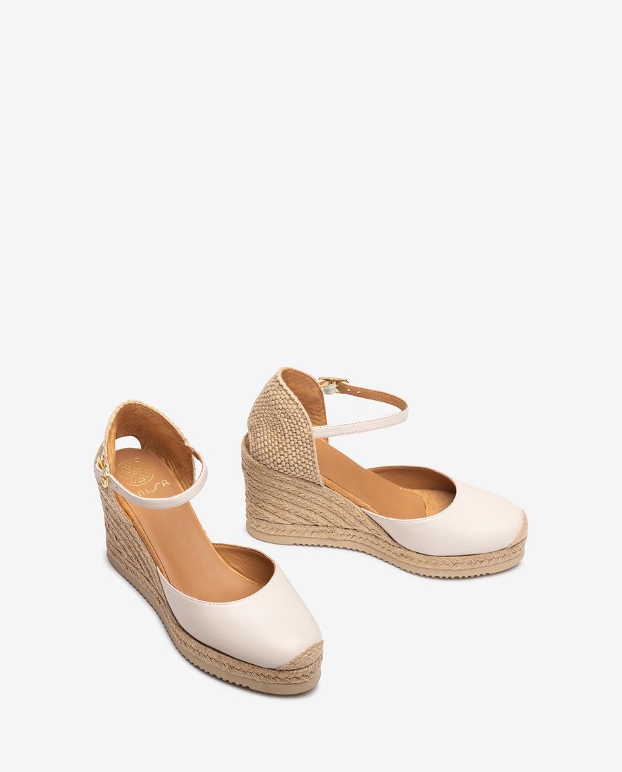 Espadrilles compensées en cuir Unisa pour femme - Blanc