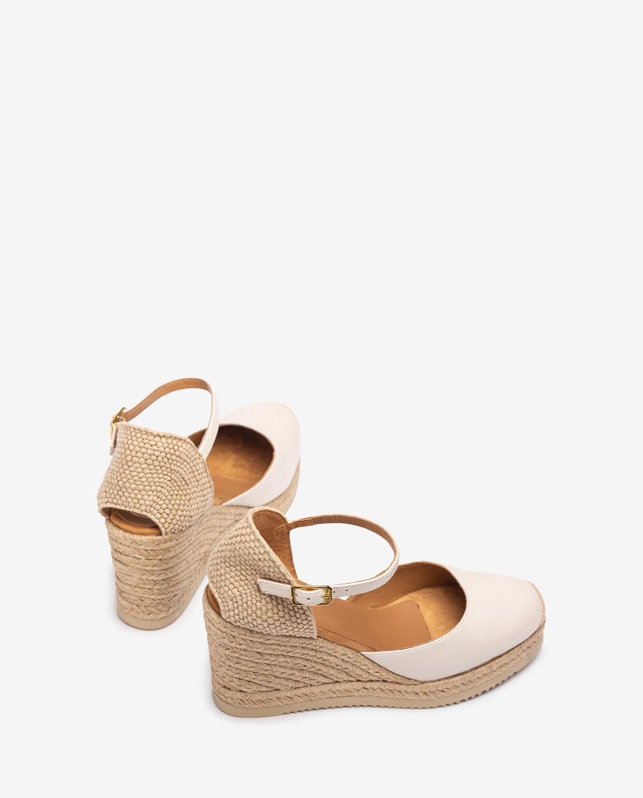 Espadrilles compensées en cuir Unisa pour femme - Blanc