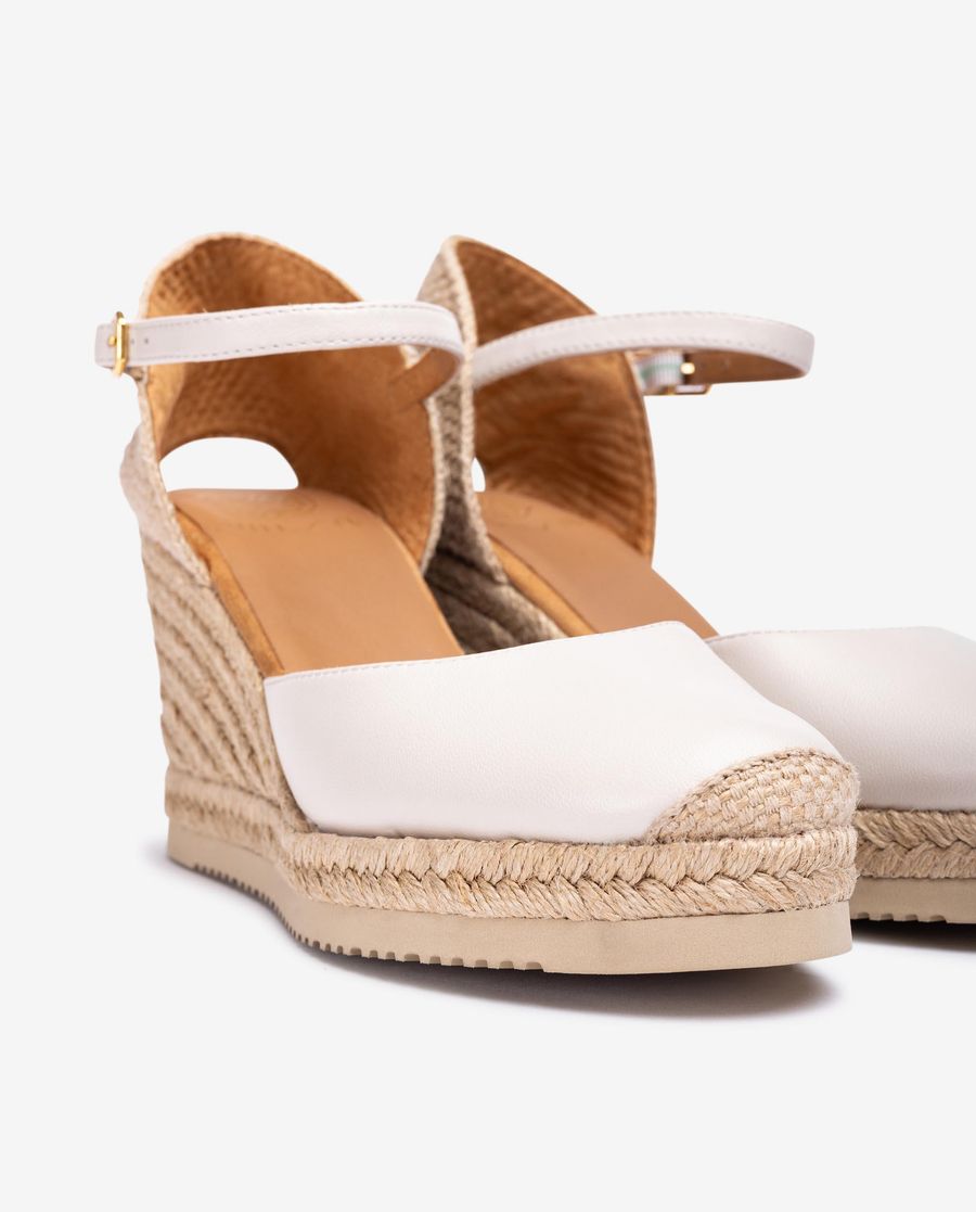 Espadrilles compensées en cuir Unisa pour femme - Blanc