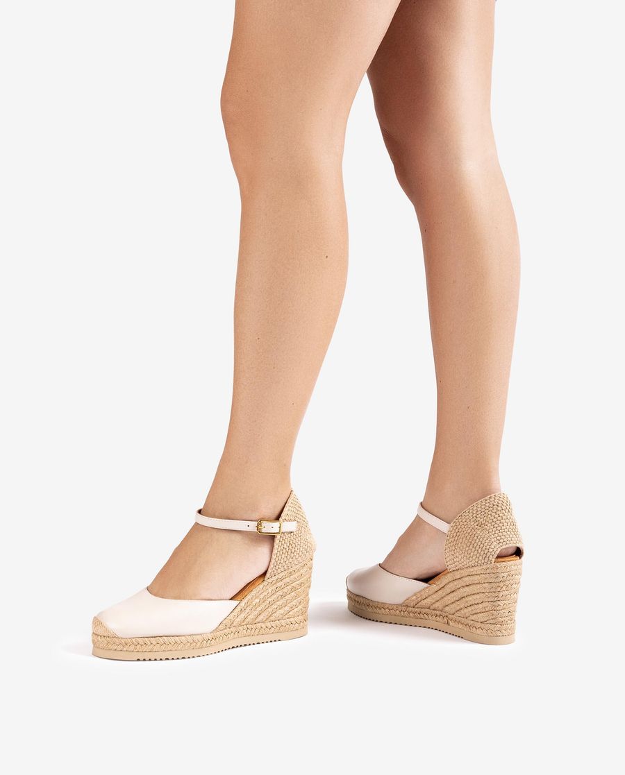 Espadrilles compensées en cuir Unisa pour femme - Blanc