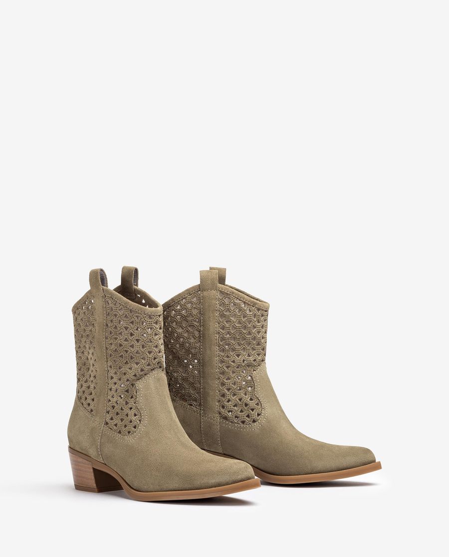 Bottes cowboy Unisa à talons perforés - Vert