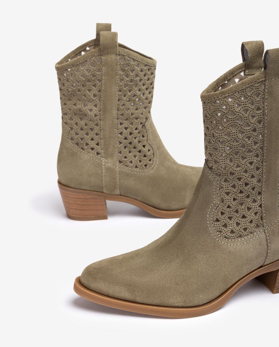 Bottes cowboy Unisa à talons perforés - Vert