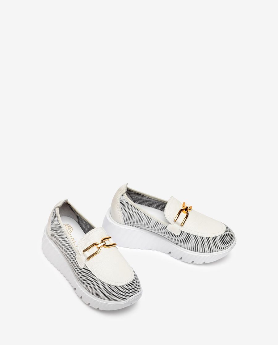 Unisa Mocassins en maille pour femme - Blanc