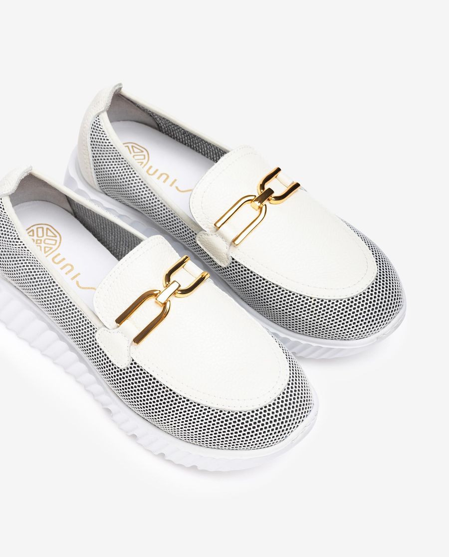 Unisa Mocassins en maille pour femme - Blanc