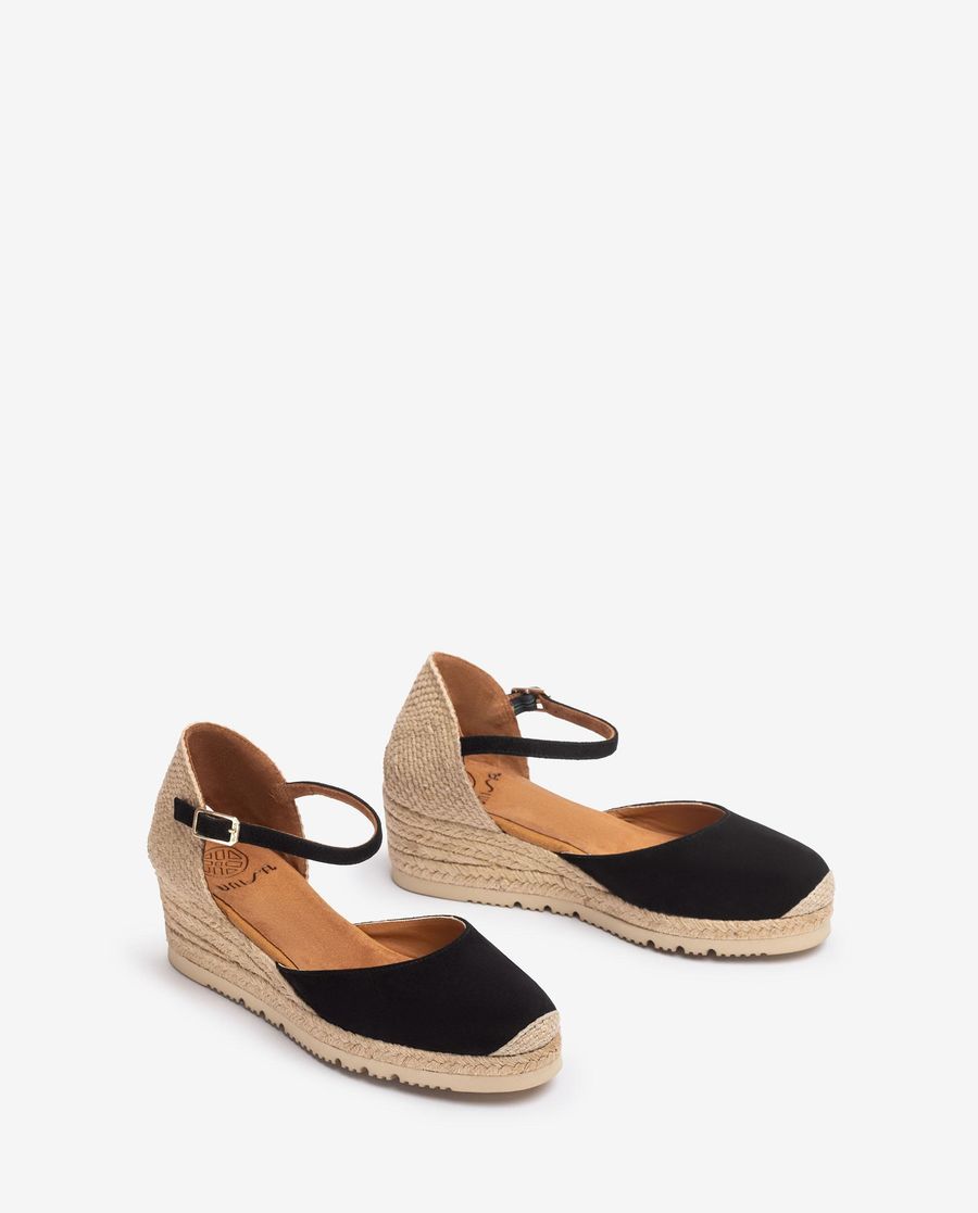 Espadrilles compensées en daim Unisa Femme - Noir
