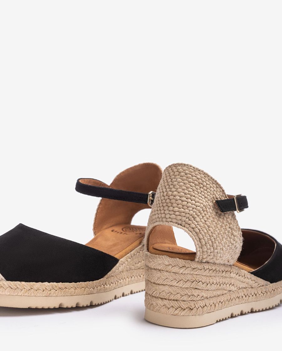 Espadrilles compensées en daim Unisa Femme - Noir