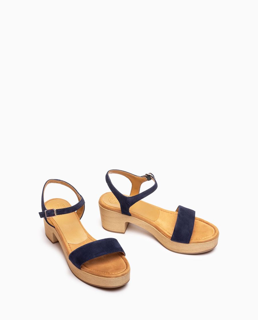 Sandales compensées effet bois Unisa pour femme - Bleu
