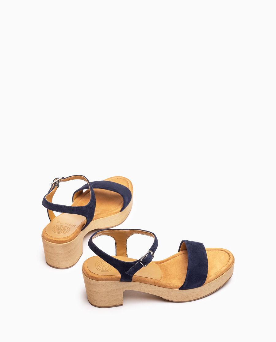 Sandales compensées effet bois Unisa pour femme - Bleu