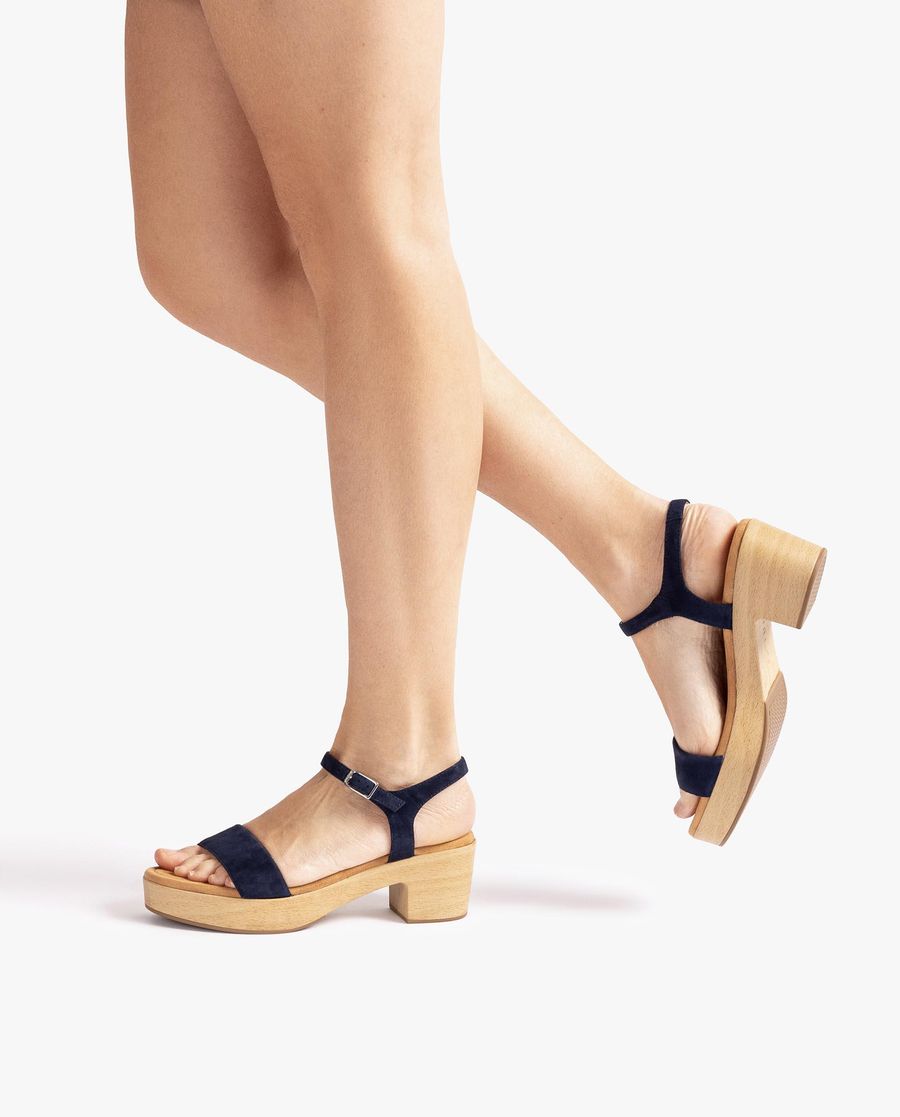 Sandales compensées effet bois Unisa pour femme - Bleu