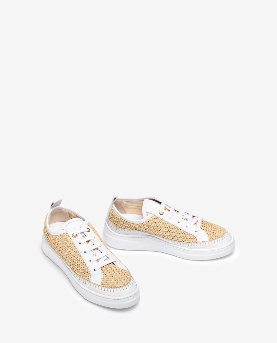 Baskets Unisa Femme en daim et raphia - Blanc