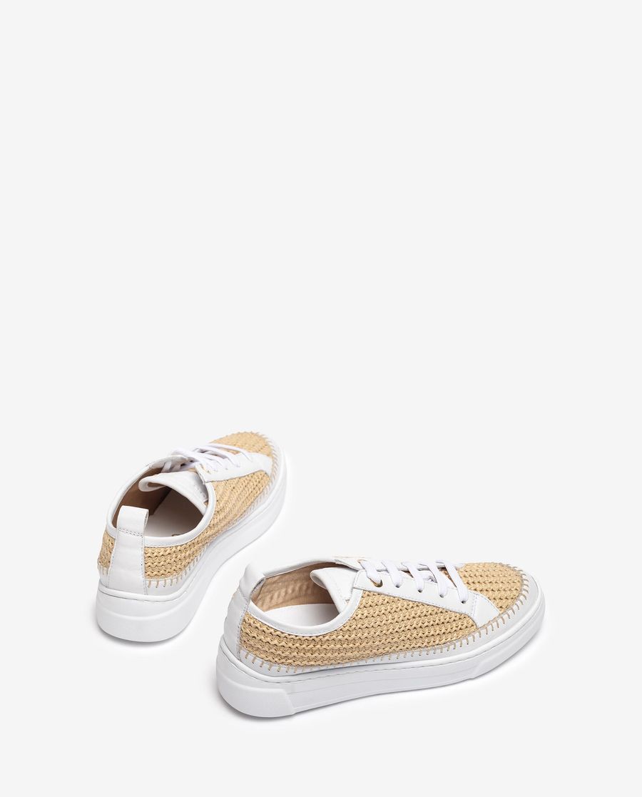 Baskets Unisa Femme en daim et raphia - Blanc
