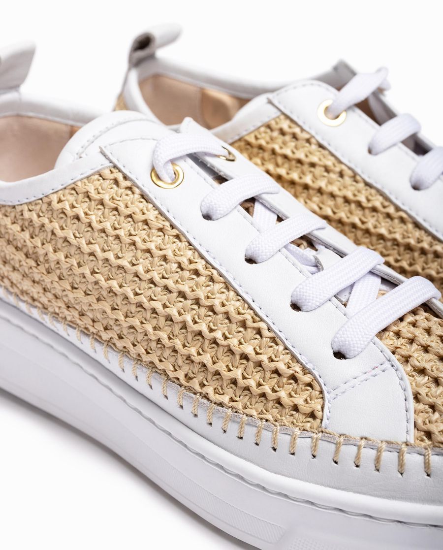 Baskets Unisa Femme en daim et raphia - Blanc