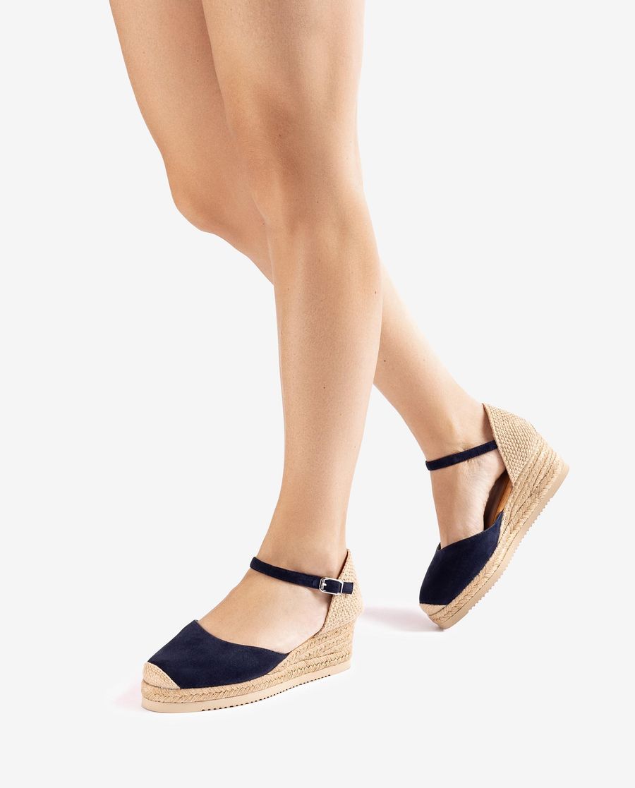 Espadrilles compensées en daim Unisa pour femme - Bleu
