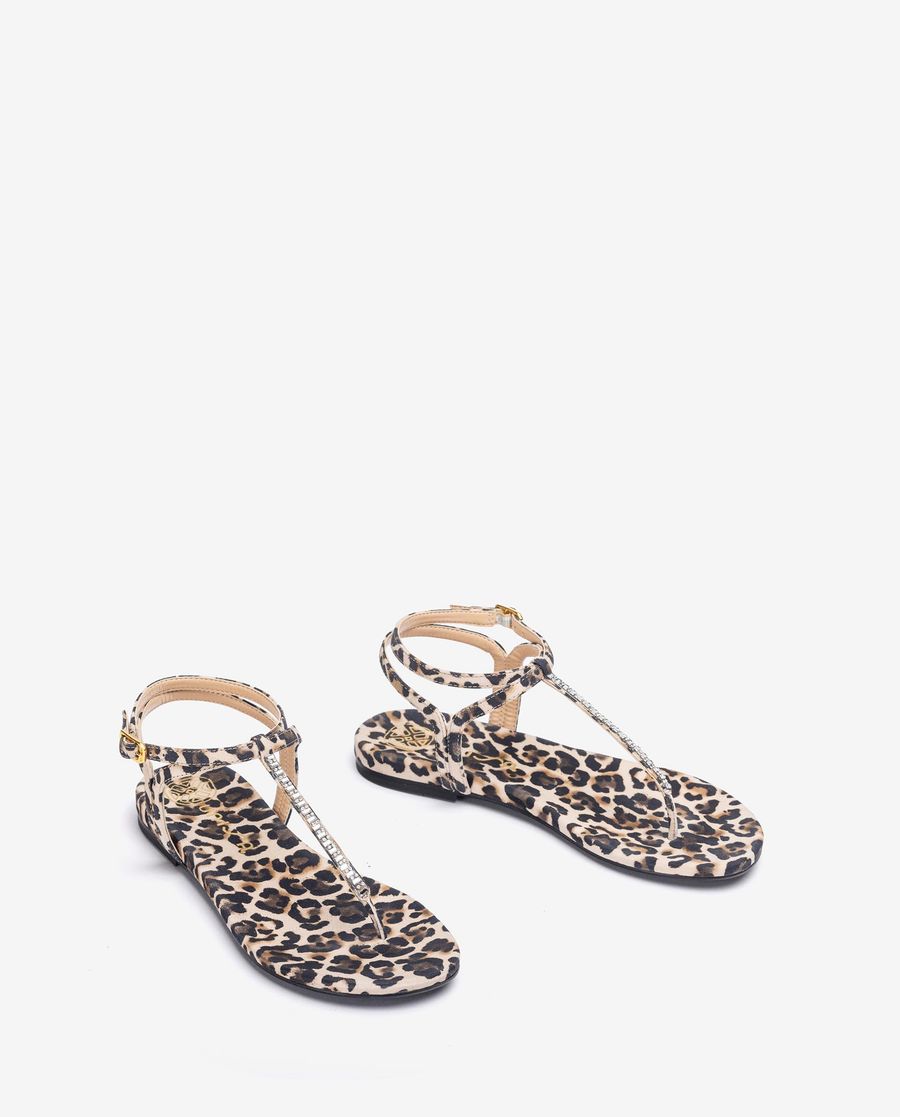 Sandales plates imprimées Unisa pour femme - Marron