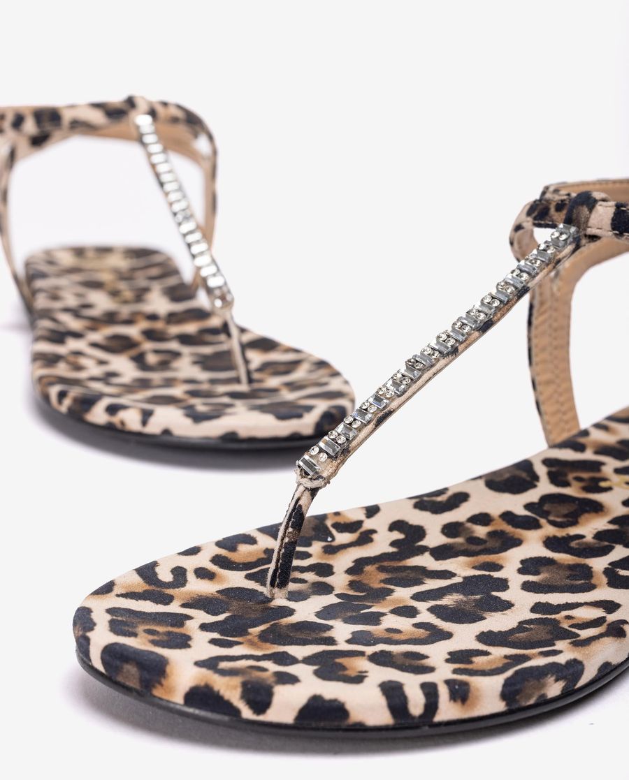 Sandales plates imprimées Unisa pour femme - Marron