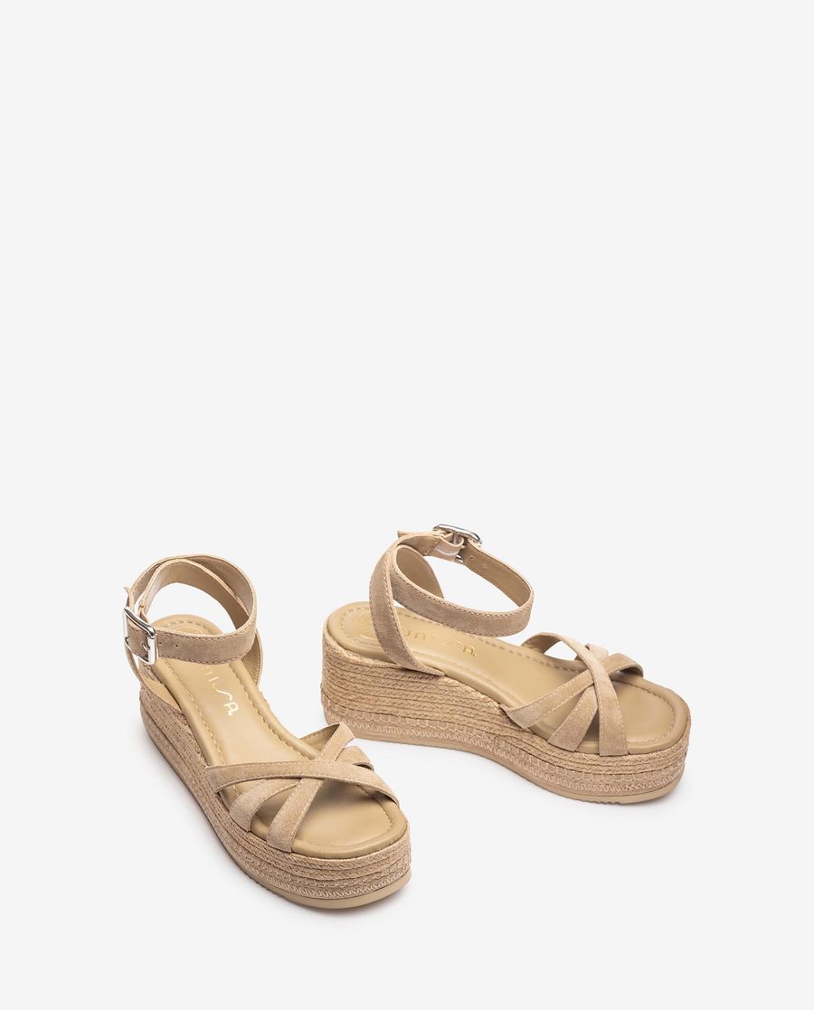 Sandales compensées en jute Unisa pour femme - Beige
