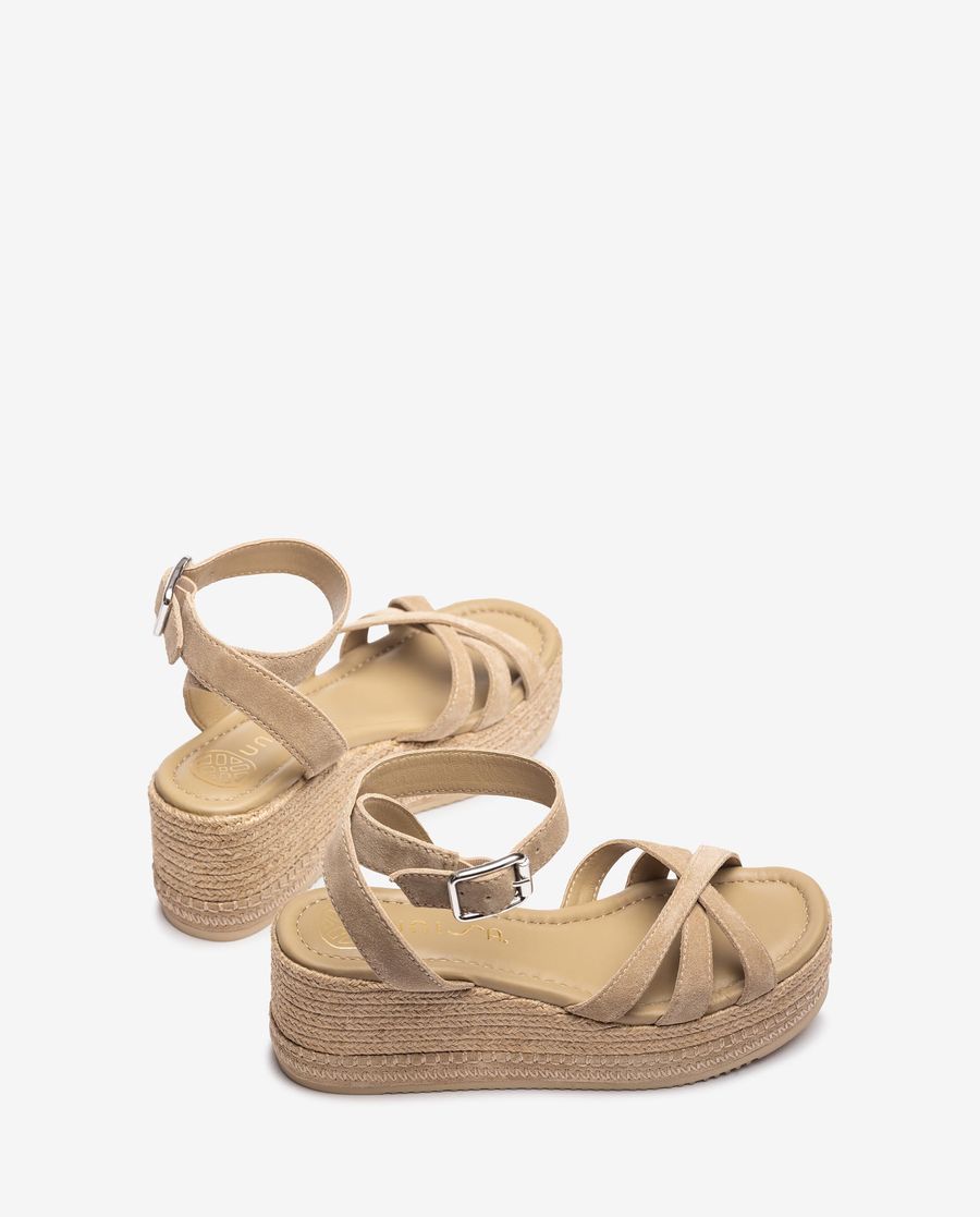 Sandales compensées en jute Unisa pour femme - Beige