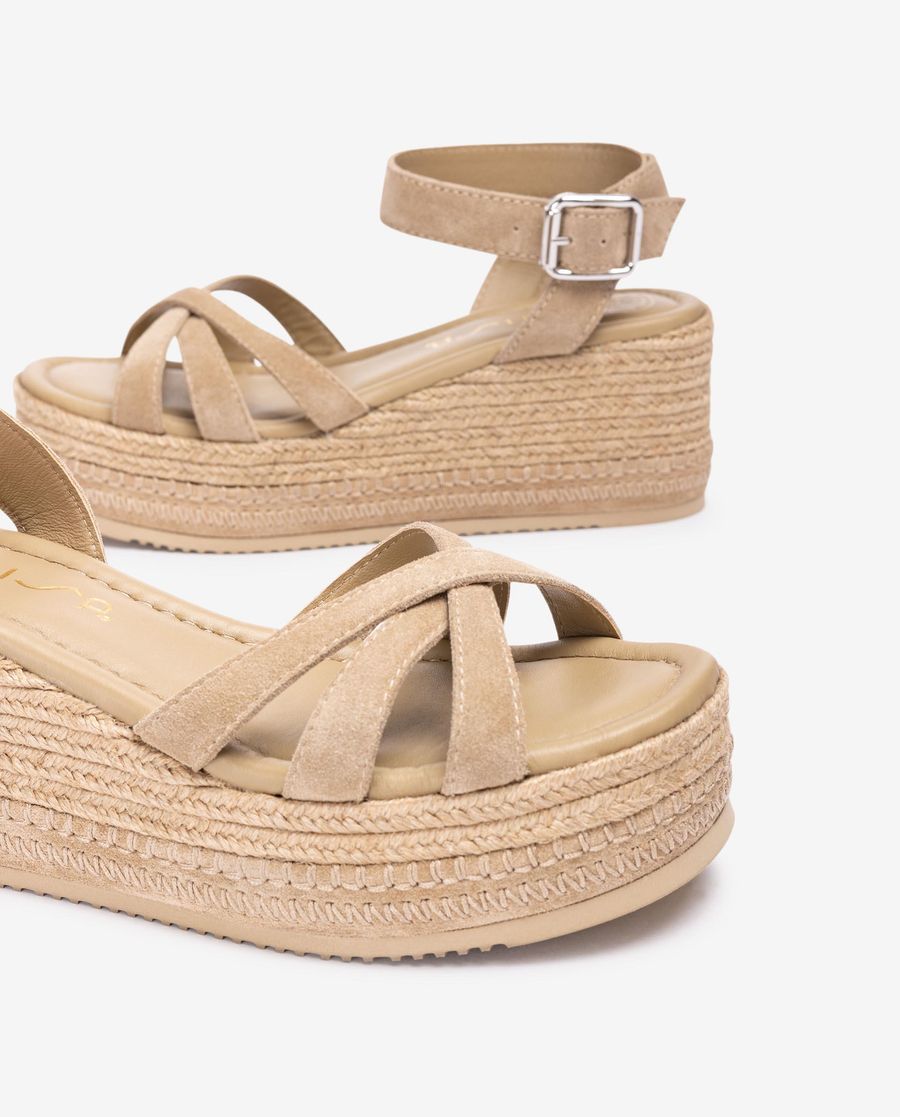 Sandales compensées en jute Unisa pour femme - Beige