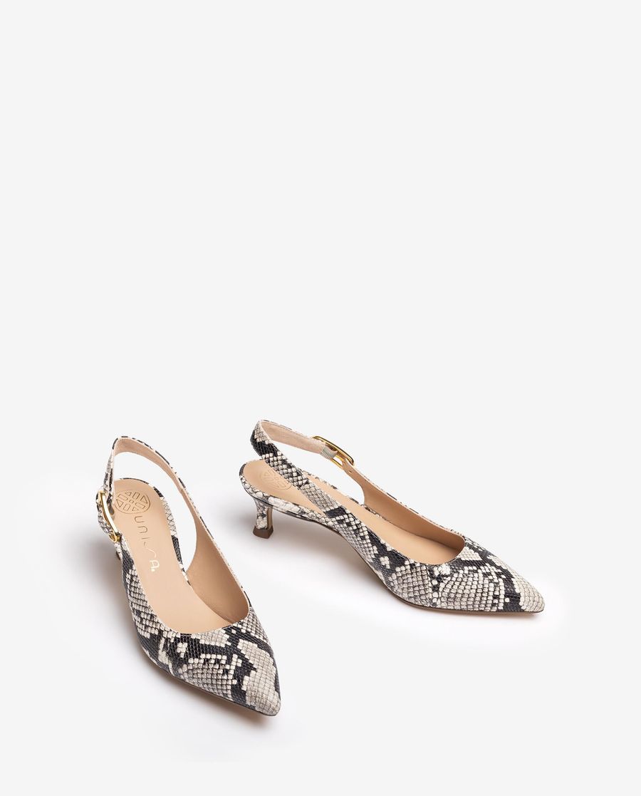 Sandales à bride arrière en cuir gaufré Unisa pour femme - Ivoire