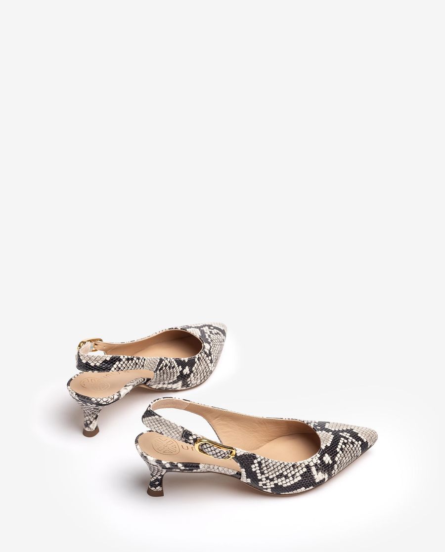 Sandales à bride arrière en cuir gaufré Unisa pour femme - Ivoire