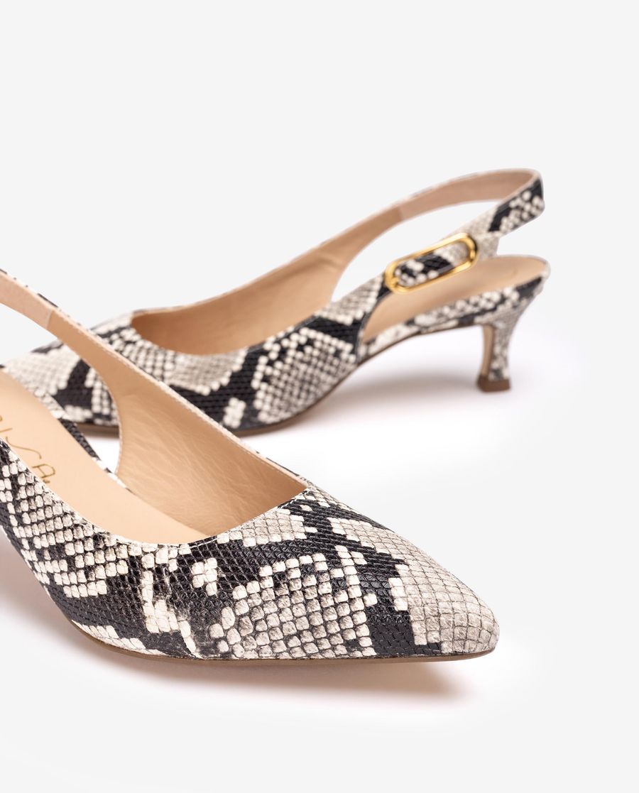 Sandales à bride arrière en cuir gaufré Unisa pour femme - Ivoire