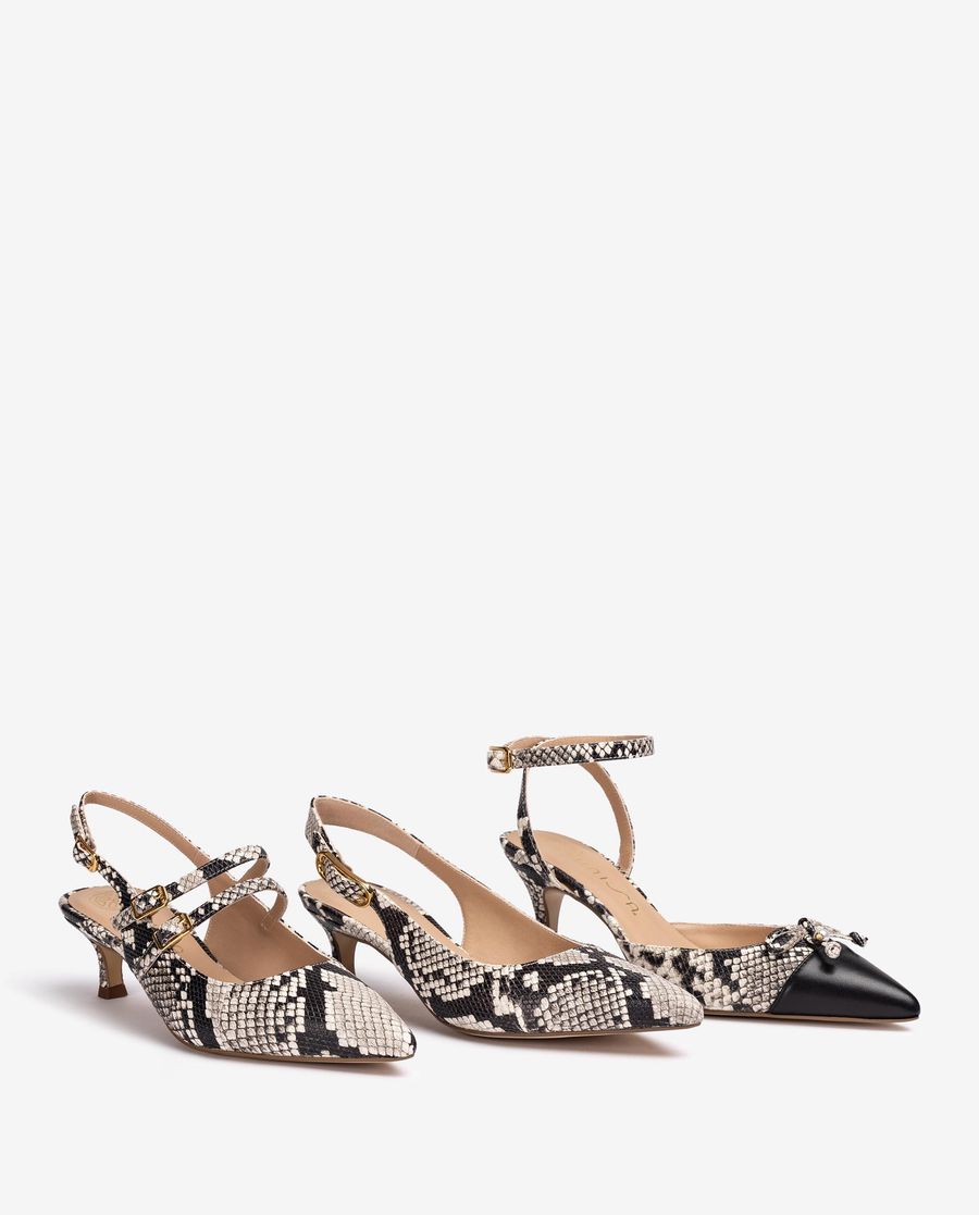 Sandales à bride arrière en cuir gaufré Unisa pour femme - Ivoire