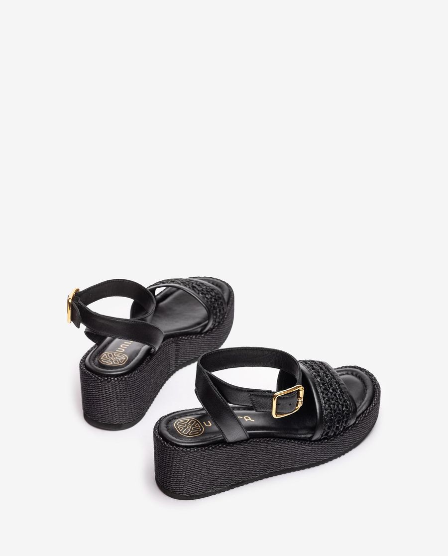 Sandales en raphia Unisa pour femme avec bride - Noir