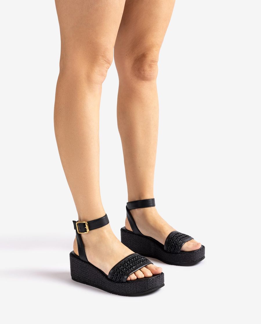 Sandales en raphia Unisa pour femme avec bride - Noir