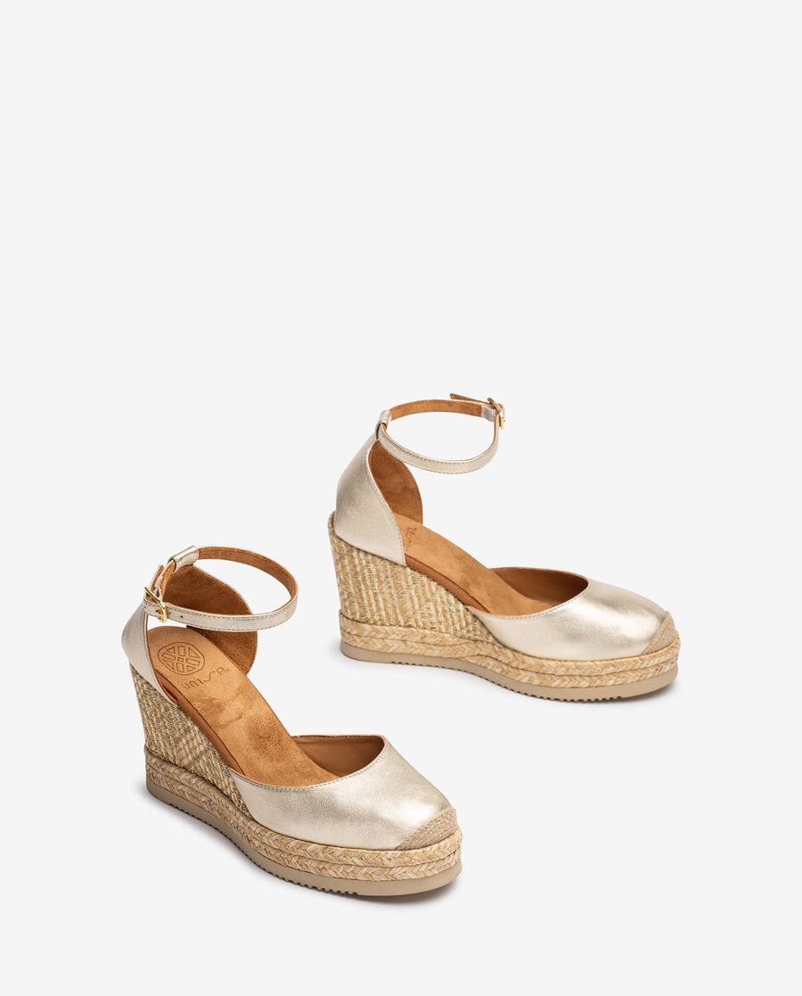 Espadrilles en raphia métallisé pour femme Unisa - Doré