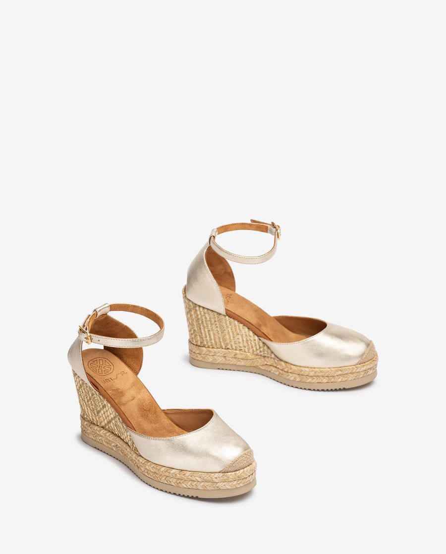 Espadrilles en raphia métallisé pour femme Unisa - Doré