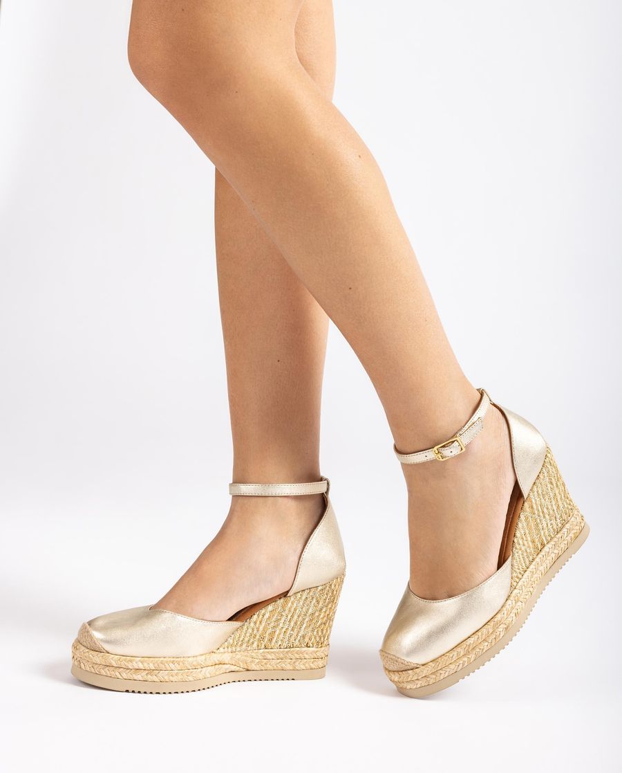 Espadrilles en raphia métallisé pour femme Unisa - Doré