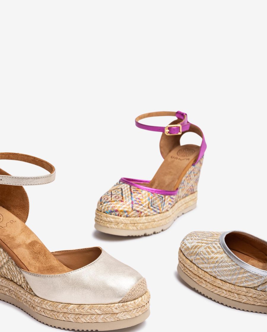 Espadrilles en raphia métallisé pour femme Unisa - Doré