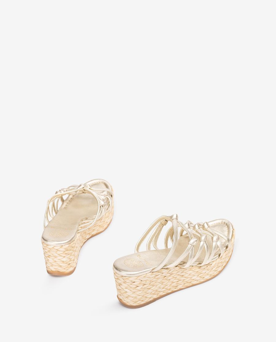 Sandales Unisa en raphia naturel avec nœuds - Doré