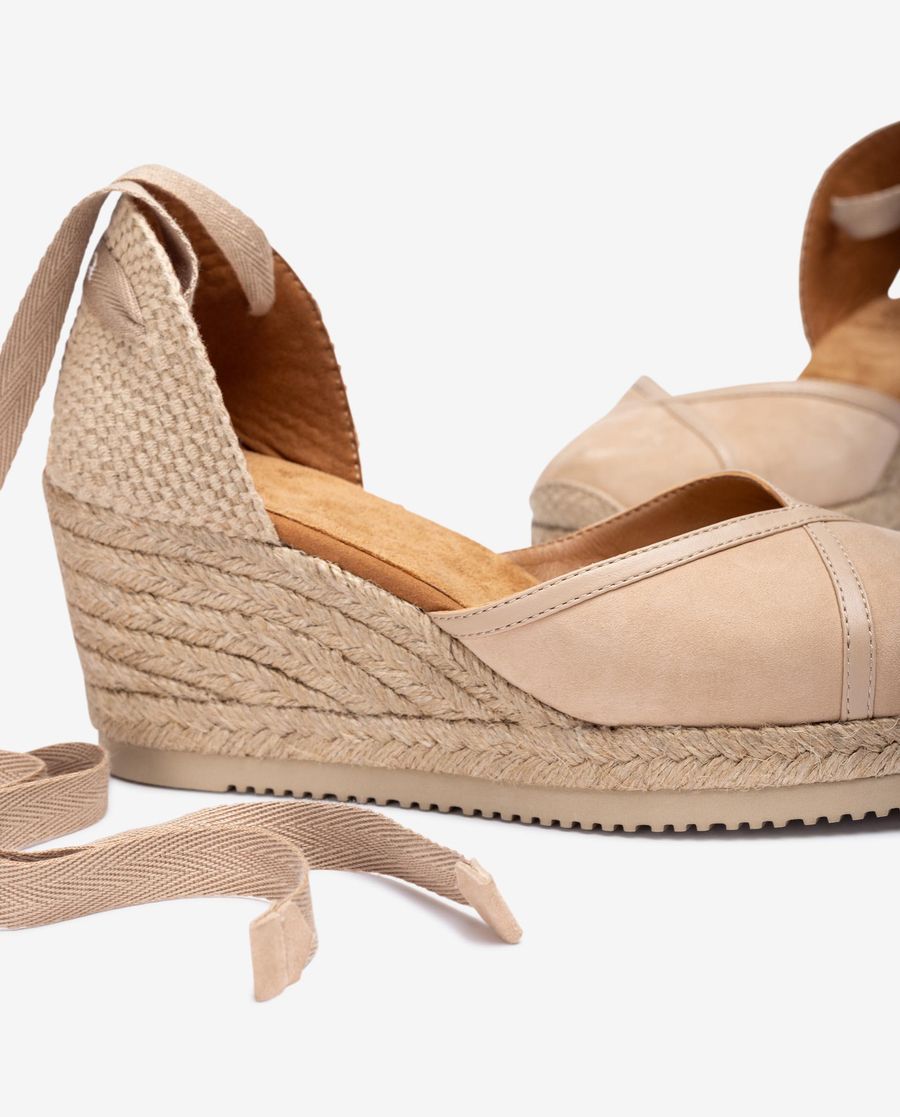 Espadrilles nouées Unisa avec raphia imprimé - Beige