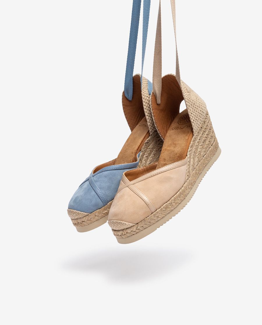 Espadrilles nouées Unisa avec raphia imprimé - Beige
