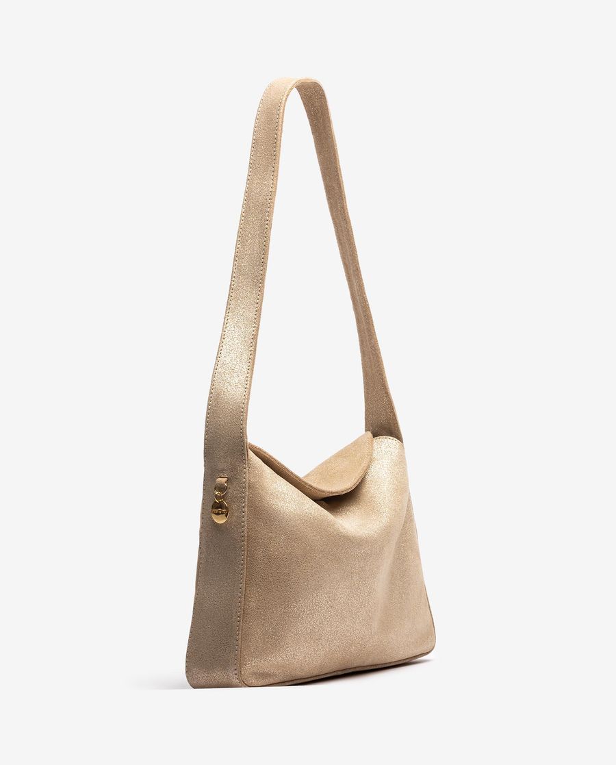 Sac cabas moyen en daim métallisé Unisa pour femme - Doré