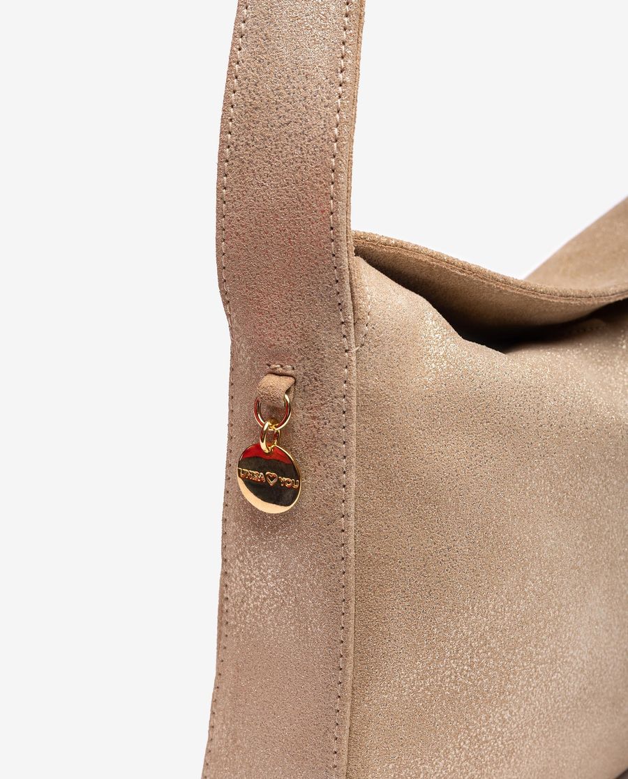 Sac cabas moyen en daim métallisé Unisa pour femme - Doré
