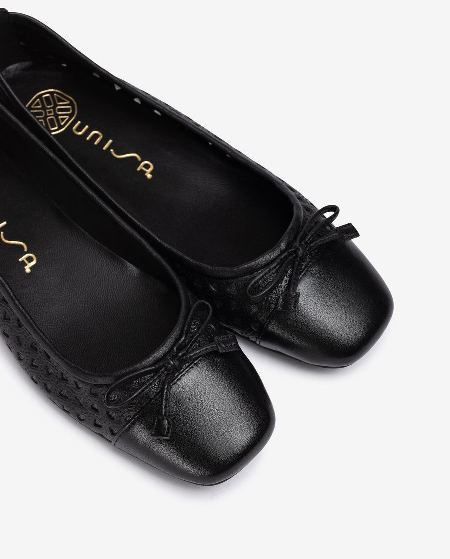 Ballerines à bout carré et talons perforés Unisa pour femme - Noir