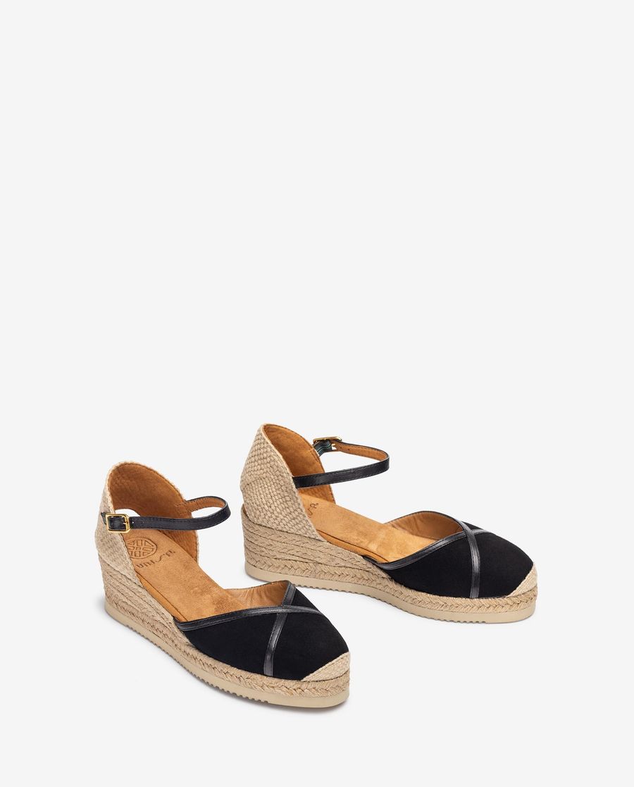 Espadrilles Unisa en cuir et daim pour femme - Noir